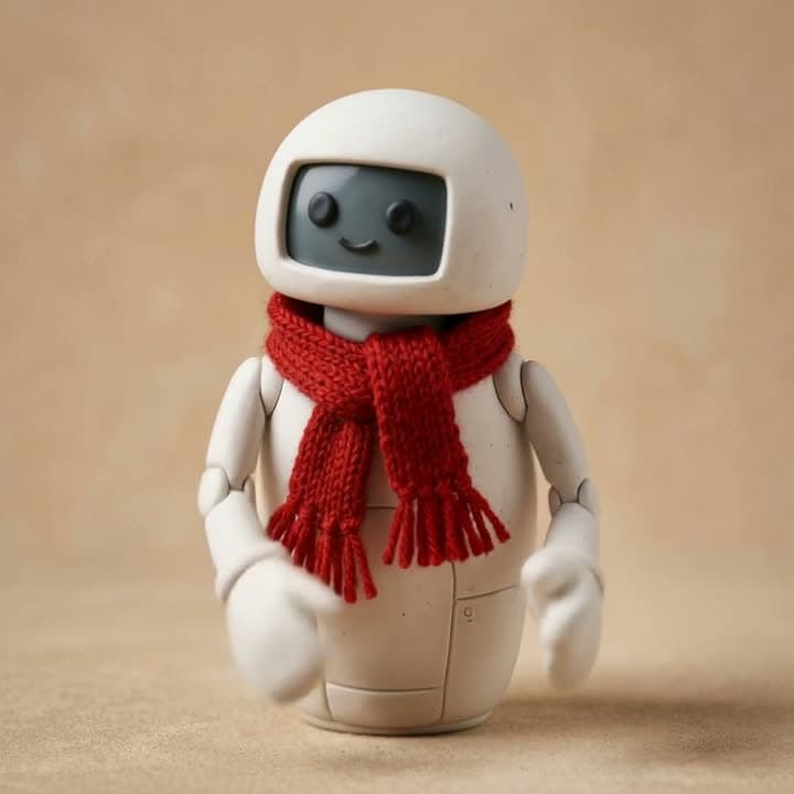 A clay robot character copies the arm and hand moves of the woman in the reference clip (no face swap, only… Still from a video made with Kling 3.0 Motion Control Pro.