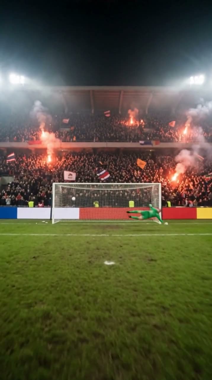 POV: you take the last penalty in the final. Still from a video made with Seedance 2.5.