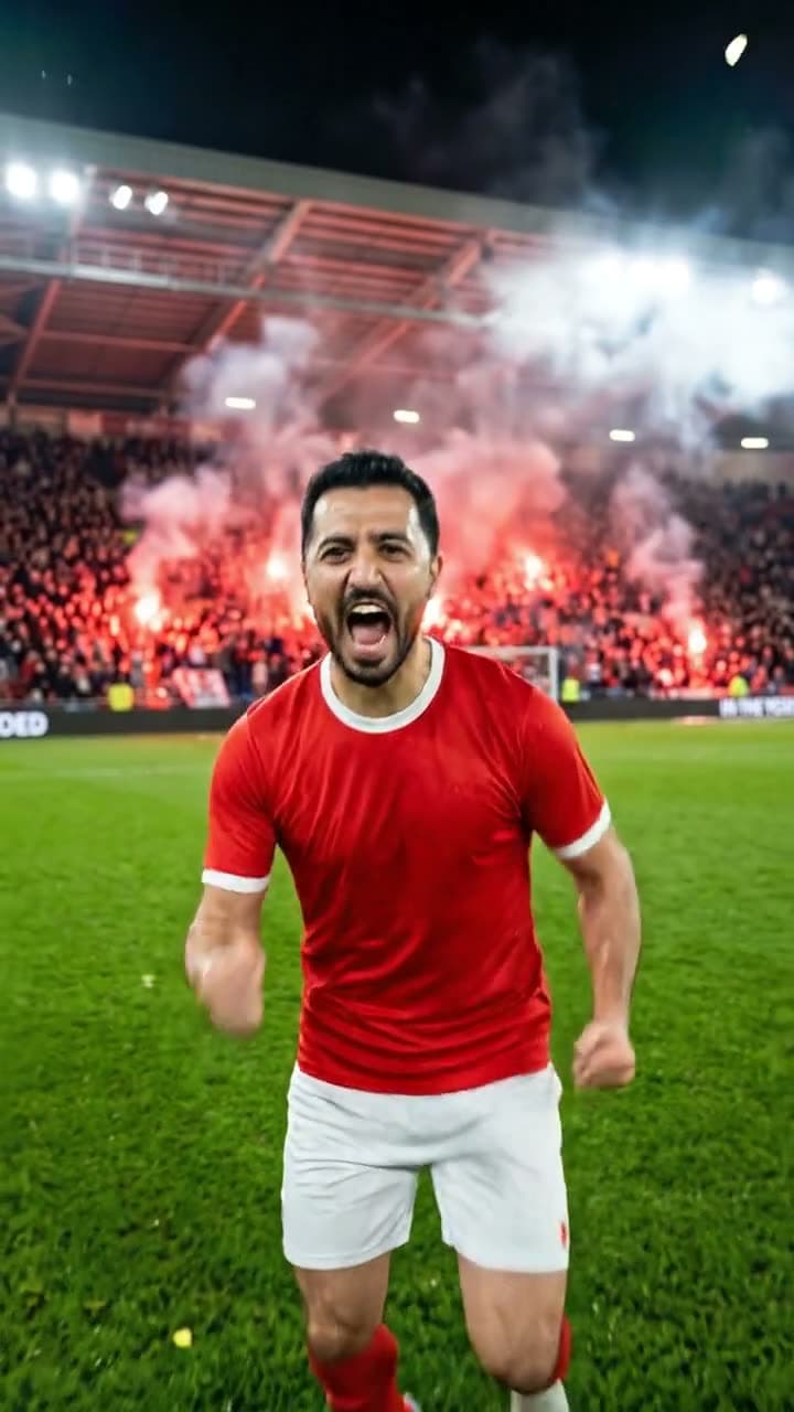 You score the last-minute winner. Still from a video made with Google Veo 3.1 Lite.